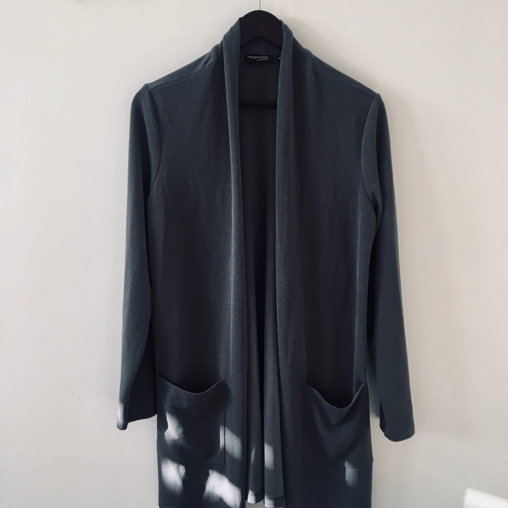 Susan Graver Style Passport Gray Open Front Cardigan